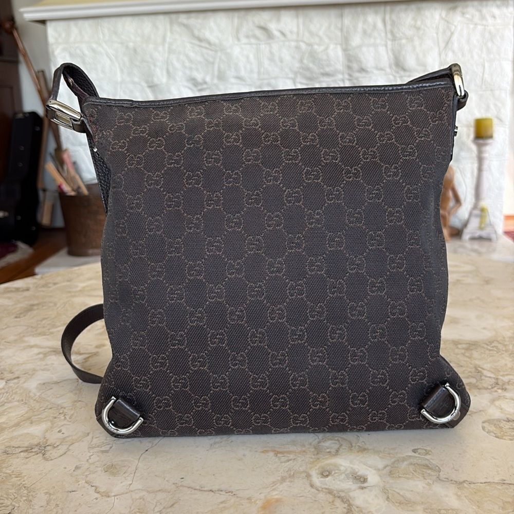 Gucci GG Canvas Abbey D-Ring Crossbody Bag Dark Brown Canvas & Leather - Picture 2 of 16